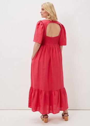 Phase Eight Emaline Linen Dress Red USA | 0497156-UQ